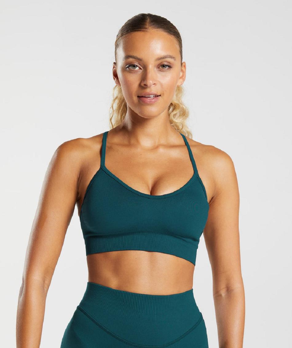 Sujetadores Deportivos Gymshark Sweat Seamless Mujer Turquesa | CO 2164KOR